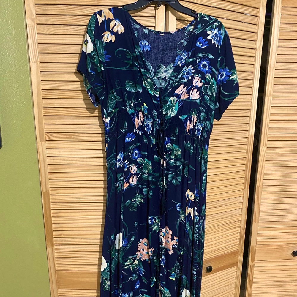 Navy and flower sundress